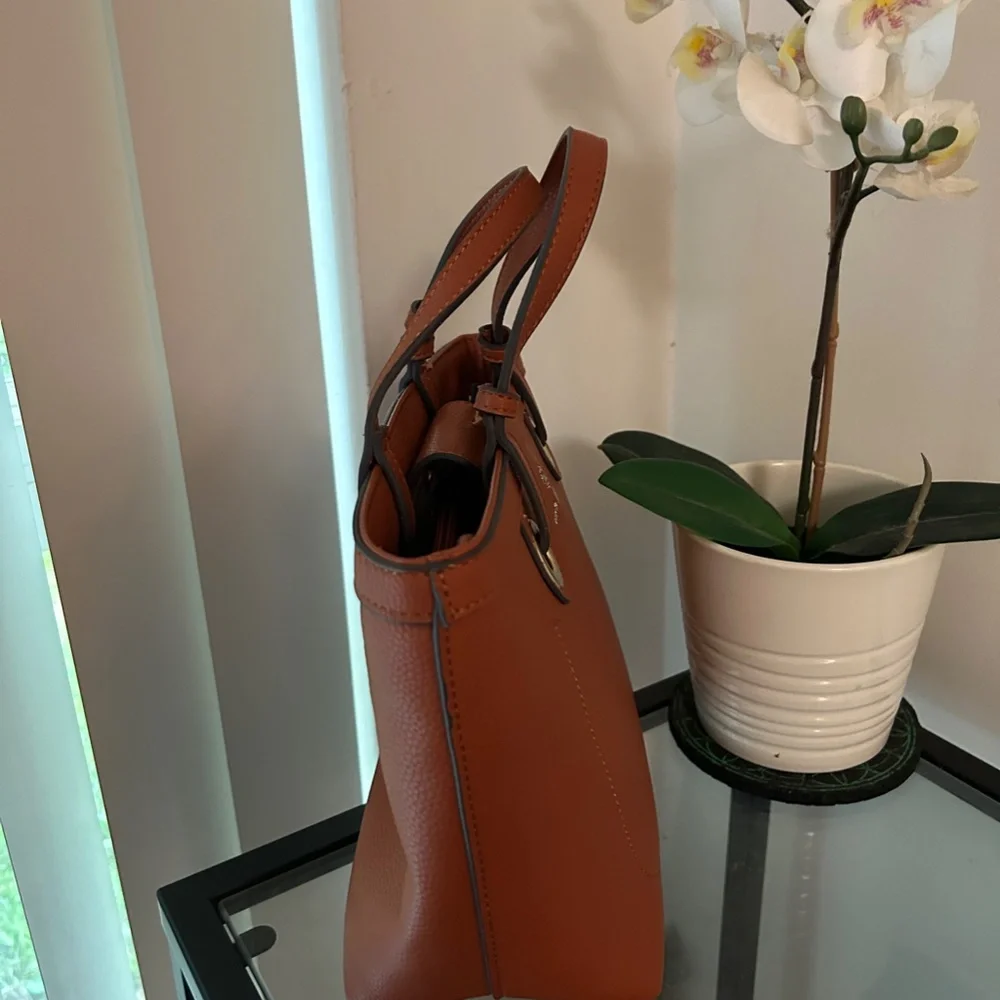 Nanette Lepore Brown Tote Bag With Gold Hardware *Crossbody Strap Not Included* - Picture 4 of 10